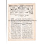 ARSENAL Programme for the home League match v Cardiff City 4/4/1925, ex-binder. Generally good