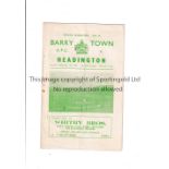 HEADINGTON UNITED Away programme for the Southern League match v Barry Town 4/9/1954, very slight