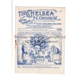 CHELSEA Programme for the home League match v Aston Villa 25/12/1935, staple rusted away and team