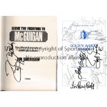 BOXING AUTOGRAPHS Barry Mcguigan signed book, Leave The Fighting To McGuigan and a menu for the