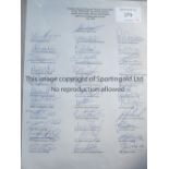 ENGLAND AUTOGRAPHS 1998 A large 16" X 12" sheet hand signed by 30 players plus coaches of Hoddle’s