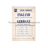 NEUTRAL AT ARSENAL Joint issue programme for the NABC match, England Boys v Germany Boys 18/3/1950