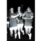 LEEDS UNITED AUTOGRAPHS Seven 12 x 8 colour photos of former players Cherry, Sprake, Giles, McQueen,