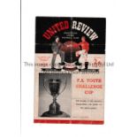 1954 YOUTH CUP FINAL Programme for Manchester United v Wolves 23/4/1954, 1st leg at United,