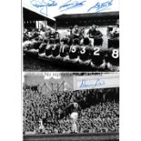 MANCHESTER UNITED AUTOGRAPHS Eight b/w and colour autographed 8 x 6 photographs of former players