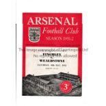 NEUTRAL AT ARSENAL Programme for the London Senior Cup Final, Finchley v Wealdstone 10/5/1952.