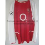 SOL CAMPBELL ARSENAL SHIRT Player issue red long sleeve shirt for 2002/3 season with one Champions