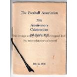 THE F.A. 75TH ANNIVERSARY 1938 Brochure for the Football Association celebrations on 26/10/1938,