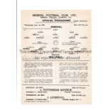 ARSENAL Single sheet programme for the home Football Combination match v Millwall 1/9/1948, slight