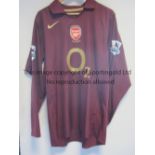 ROBIN VAN PERSIE ARSENAL SHIRT Player issue redcurrant long sleeve shirt for 2005/6 season with