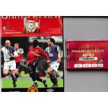 MANCHESTER UNITED A season ticket, with several vouchers intact, for Treble winning season 1998/9