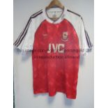 ARSENAL SHIRT Authentic Adidas replica red short sleeve shirt 1990 - 1992, size 42-44, slightly