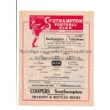 TOTTENHAM HOTSPUR Single sheet away programme for the FA Cup tie at Southampton 28/2/1948, very