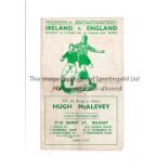 NORTHERN IRELAND V ENGLAND 1948 Four page programme for the International in Belfast 9/10/1948,