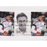 SEBASTIAN COE AUTOGRAPHS Three hand signed items: 2 6" X 4" colour photos and B/W promo card. Very