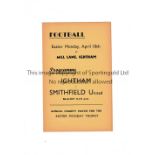 KENT FOOTBALL 1939 / IGHTHAM V SMITHFIELD UNITED Four page programme for the charity game at Ightham