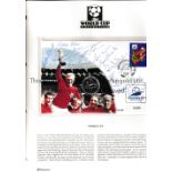 ENGLAND AUTOGRAPHS 1966 First Day Cover for the France 1998 World Cup with a picture of Bobby