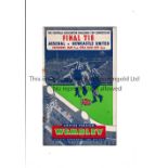 1952 FA CUP FINAL Programme for Arsenal v Newcastle United, very slight vertical crease and slightly