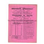 SPEEDWAY / BRANDON V BELLE VUE 1932 Programme for the meeting at Brandon, Coventry 26/5/1932, very