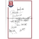 STOKE CITY AUTOGRAPHS A 12 x 8 Photographic crested sheet signed in fine black marker by 10 former