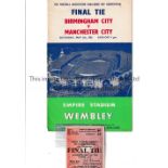 1956 FA CUP FINAL / BIRMINGHAM CITY V MANCHESTER CITY Programme and ticket. Programme has the