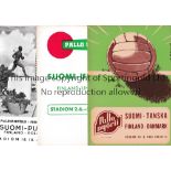 FINLAND FOOTBALL PROGRAMMES Twelve home programmes v Denmark 1956, Norway 1957 and 1959, Poland