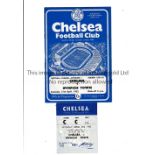 CHELSEA Home programme and ticket v Ipswich Town 21/4/1962 in Ipswich's Championship season.
