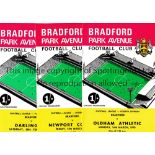 BRADFORD PARK AVENUE 1969/70 Nine home programmes in their final League season Oldham, Newport,