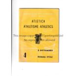 OLYMPICS 1960 ROME Programme for the Athletics on 3/9/1960. Vertical fold. Good