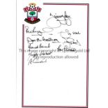 SOUTHAMPTON AUTOGRAPHS A 12 x 8 photographic crested sheet signed in fine black marker by 9 former