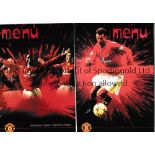 MANCHESTER UNITED Six home matchday menus v Ipswich Town 22/9/2001, Liverpool 5/4/2003, Derby County