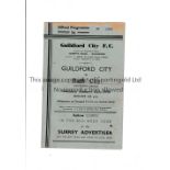 GUILDFORD CITY V BATH CITY 1950 Programme for the game at Guildford dated 14/1/50. Slight horizontal