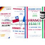 FRANCE FOOTBALL PROGRAMMES Seven home programmes v Italy 1958, Chile 1960, West Germany 1958,