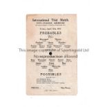 ABERDARE WELSH TRIAL 1947 Single sheet programme for the Welsh Trial match played at Aberdare on