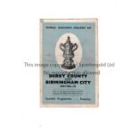 1946 FA CUP SEMI-FINAL Programme for Derby County v Birmingham City 23/3/1946 at Sheff. Weds. FC.,