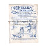 CHELSEA Programme for the home League match v Wolves 19/4/1935, staple rusted away and creased. Fair