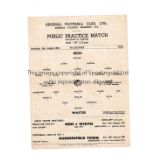 ARSENAL Single sheet programme for the Public Practice match 4/8/1951, very slight horizontal