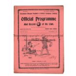 TOTTENHAM HOTSPUR Gatefold programme for the home League match v West Bromwich 6/12/1913. Good