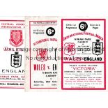WALES V ENGLAND Six programmes for matches in Cardiff 1949, 1951 slightly creased, 1953, 1955,