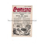 ARMY V R.A.F. AT CHARLTON 1947 Standard Charlton home programme for the Representative match at