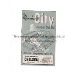 CHELSEA 1954/5 Programme for the away league match v Man. City 11/9/1954 in their first Championship