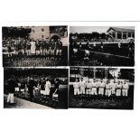 1912 OLYMPICS SWEDEN / FOOTBALL Four official photographic postcards: Crown Prince with Danish