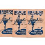 BRENTFORD Eight home programmes in season 1946/7 v Copenhagen Combination Friendly, team changes,