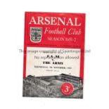 F.A. XI V R.A.F. AT ARSENAL 1951 Programme for the match at Highbury 7/11/1951, slight horizontal