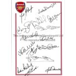 ARSENAL AUTOGRAPHS A 12 x 8 Photographic crested sheet signed in fine black marker by 15 former