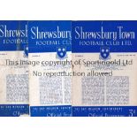 SHREWSBURY TOWN 1951/2 Three programmes for the games at Gay Meadow against Crystal Palace 29/9/