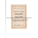 ENGLISH LEAGUE V IRISH LEAGUE AT BLACKPOOL 1950 Programme for the Inter League game at Bloomfield