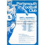 PORTSMOUTH V GOALDIGGERS 1974 Large single sheet programme for the match at Portsmouth 9/5/1974