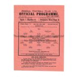 ARSENAL Single sheet programme for the home League match v Tottenham Hotspur 18/11/1939, creased.