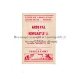 ARSENAL Pirate programme issued by Ross for the home League match v Newcastle United 20/11/1948,